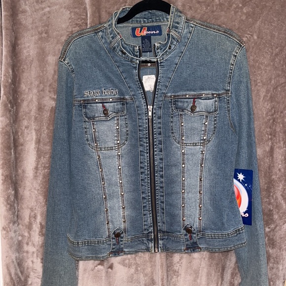 **REDUCED***  U JEANS  “04” SUGAR  BABY WORLD TOUR VINTAGE Spandex Denim jacket - Picture 8 of 8